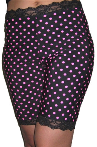 Bikie Girl Bloomers Pink Polka Dot Black Bloomers